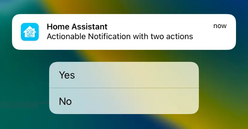 Home Assistant Companion App Actionable Notification